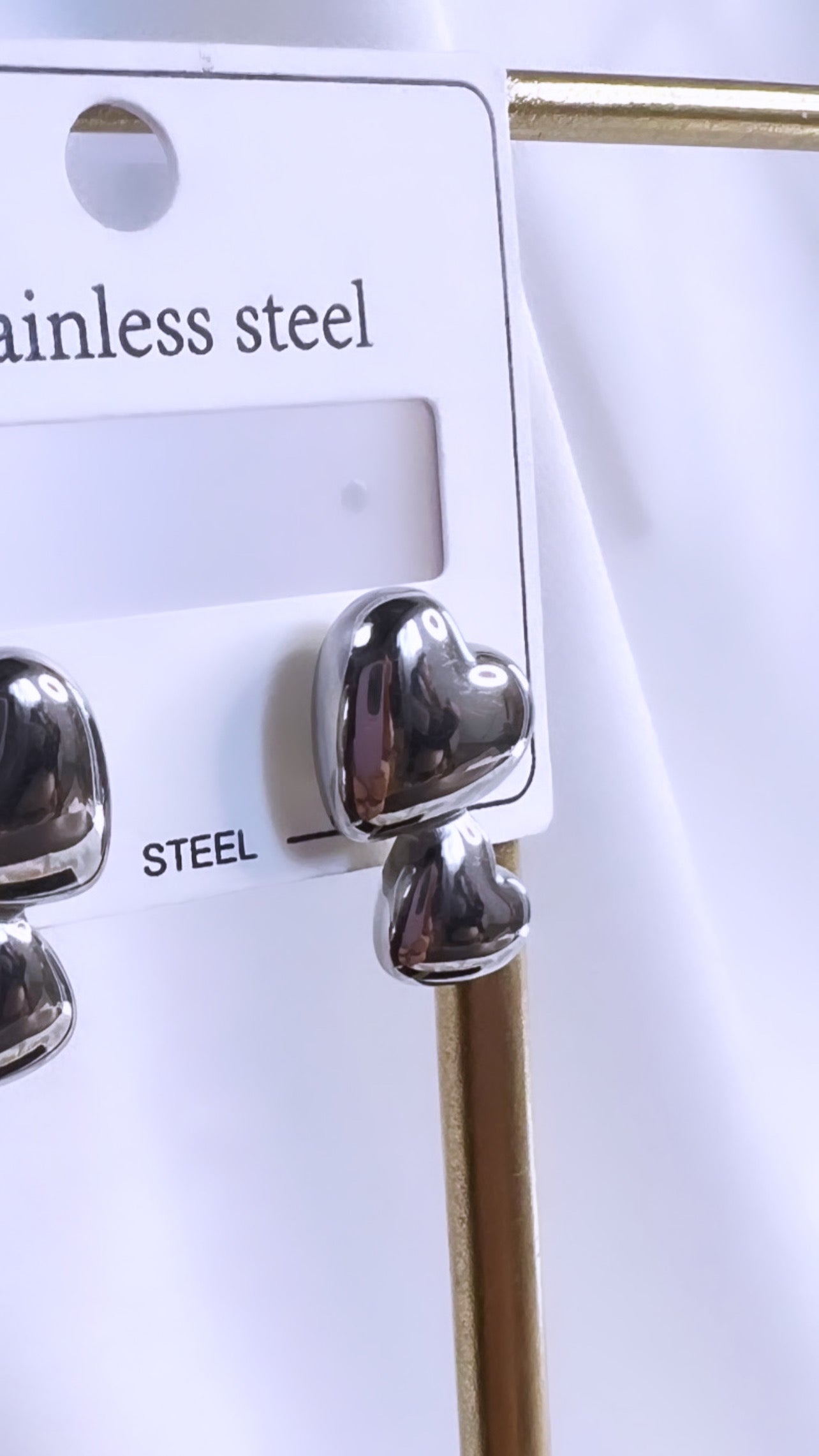 Silver Earrings With Double Hearts