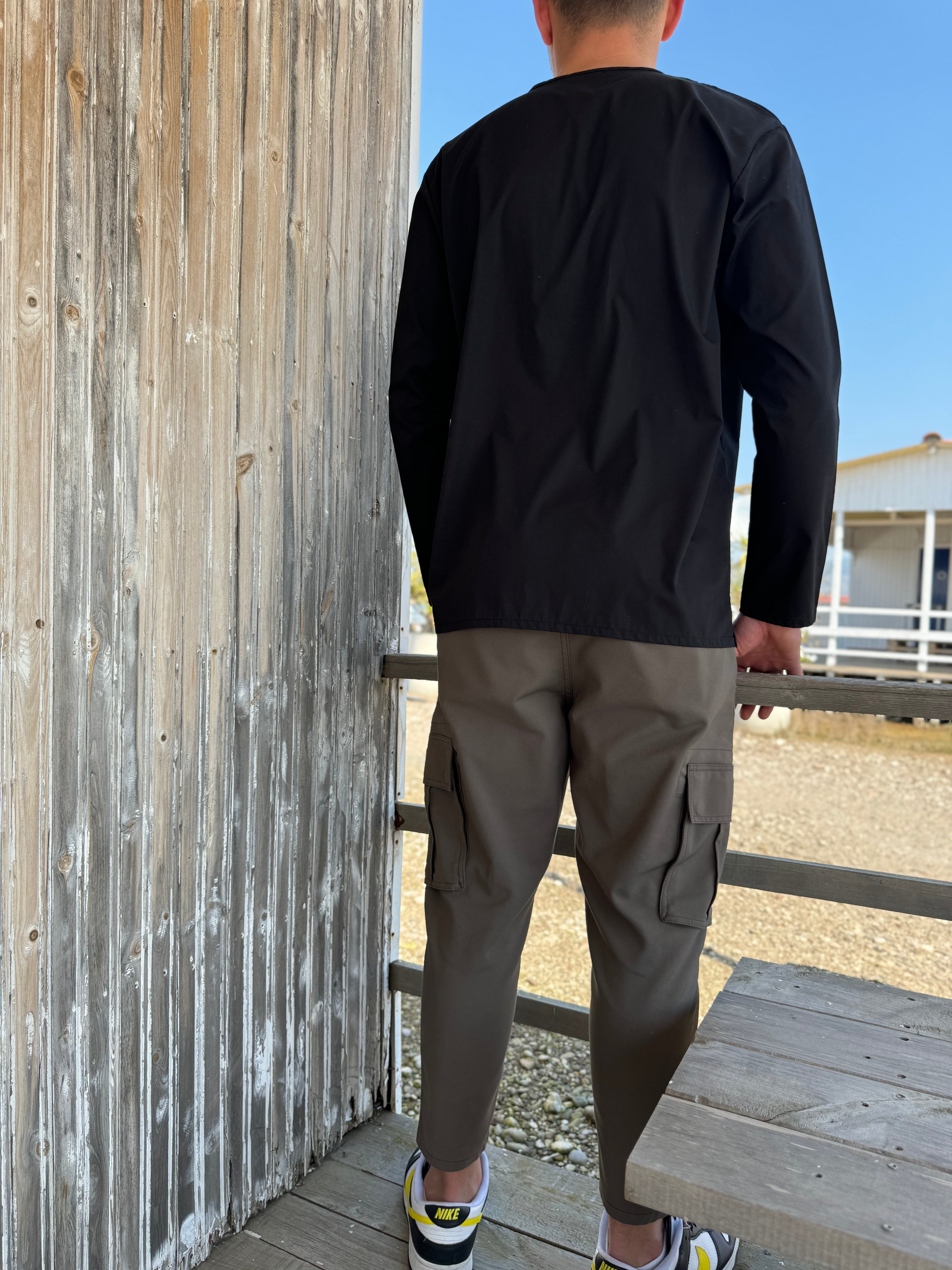 Grandad Collar Shirt Black