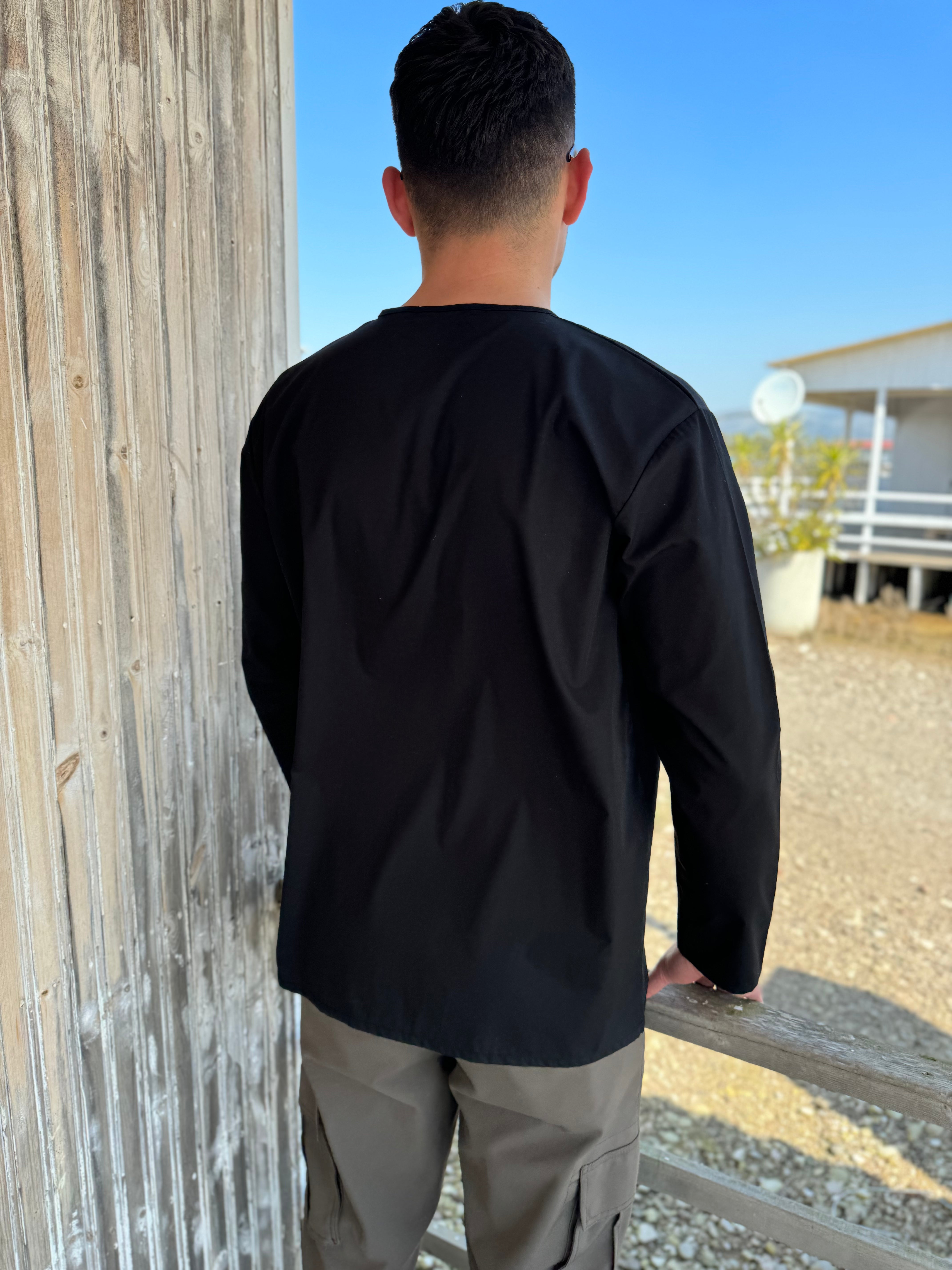 Grandad Collar Shirt Black
