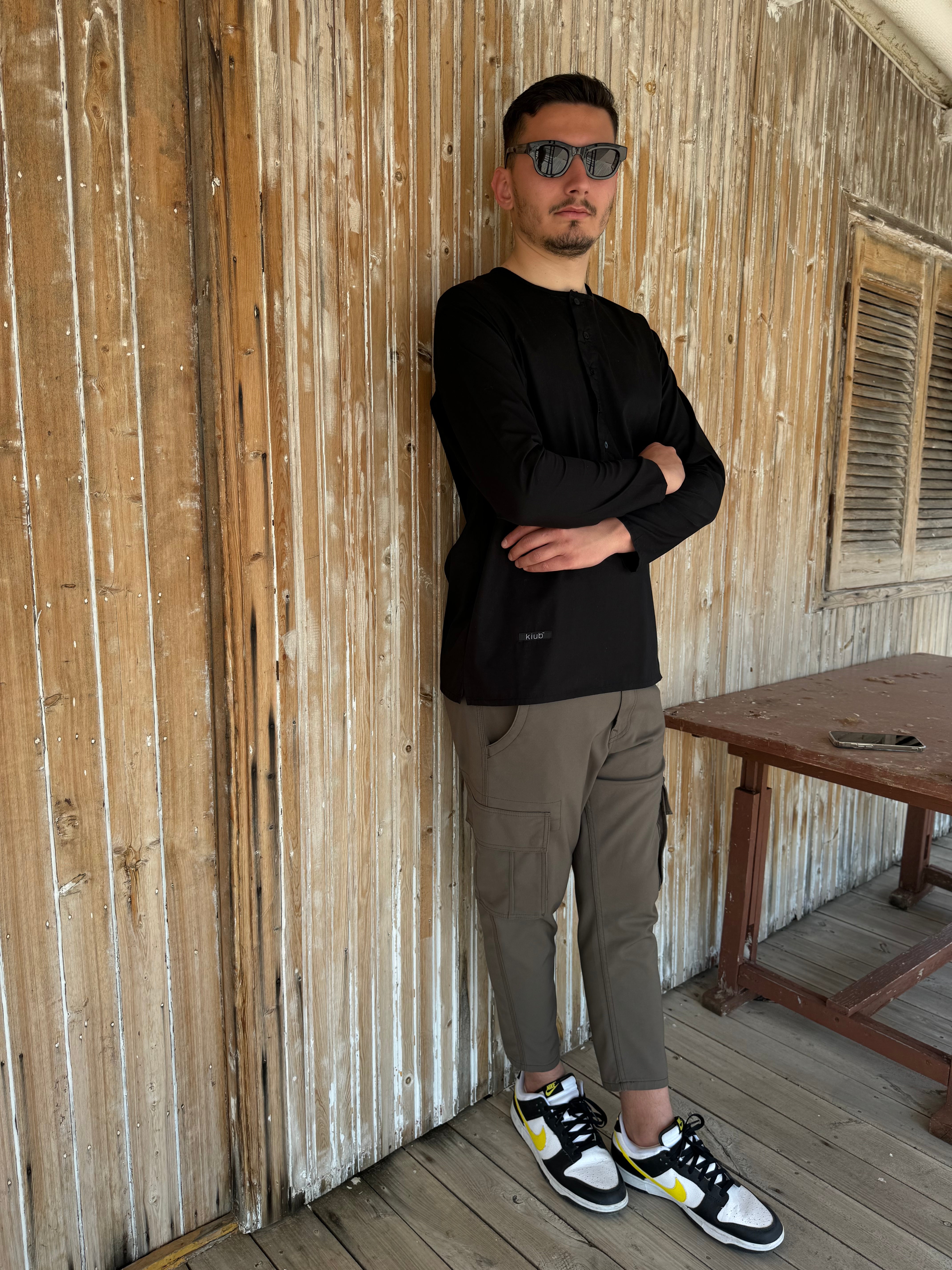 Grandad Collar Shirt Black