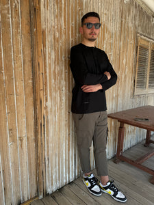 Grandad Collar Shirt Black
