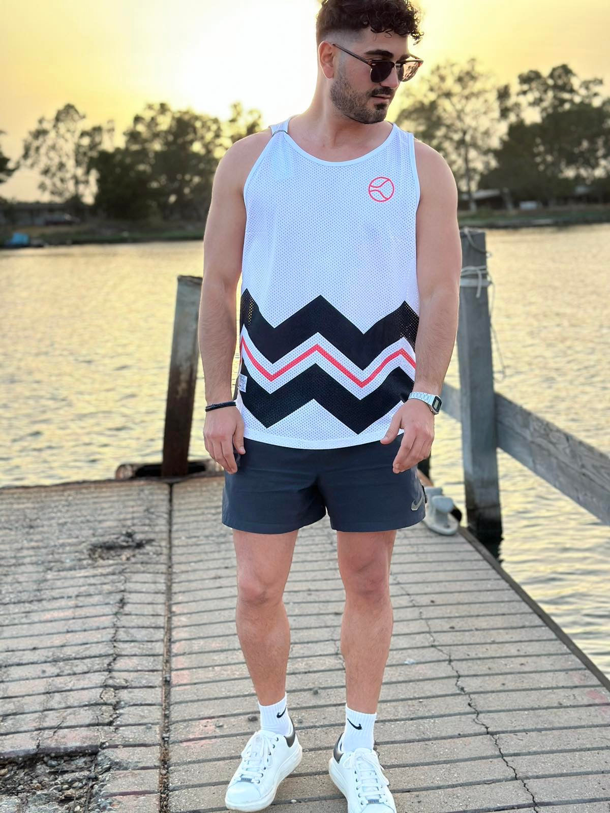 Wavy Streak Mesh Jersey