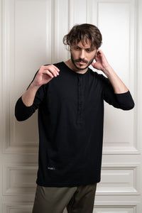 Grandad Collar Shirt Black